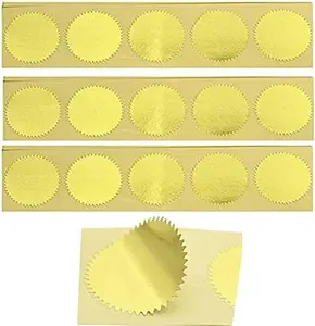 2Pcs Embossing Stickers, Gold Foil Seal Sticker for Certificates, Notary, Invitations, Envelopes - Self-Adhesive Vintage Wax Seal Stickers with Serrated Edge for Embosser Stamp