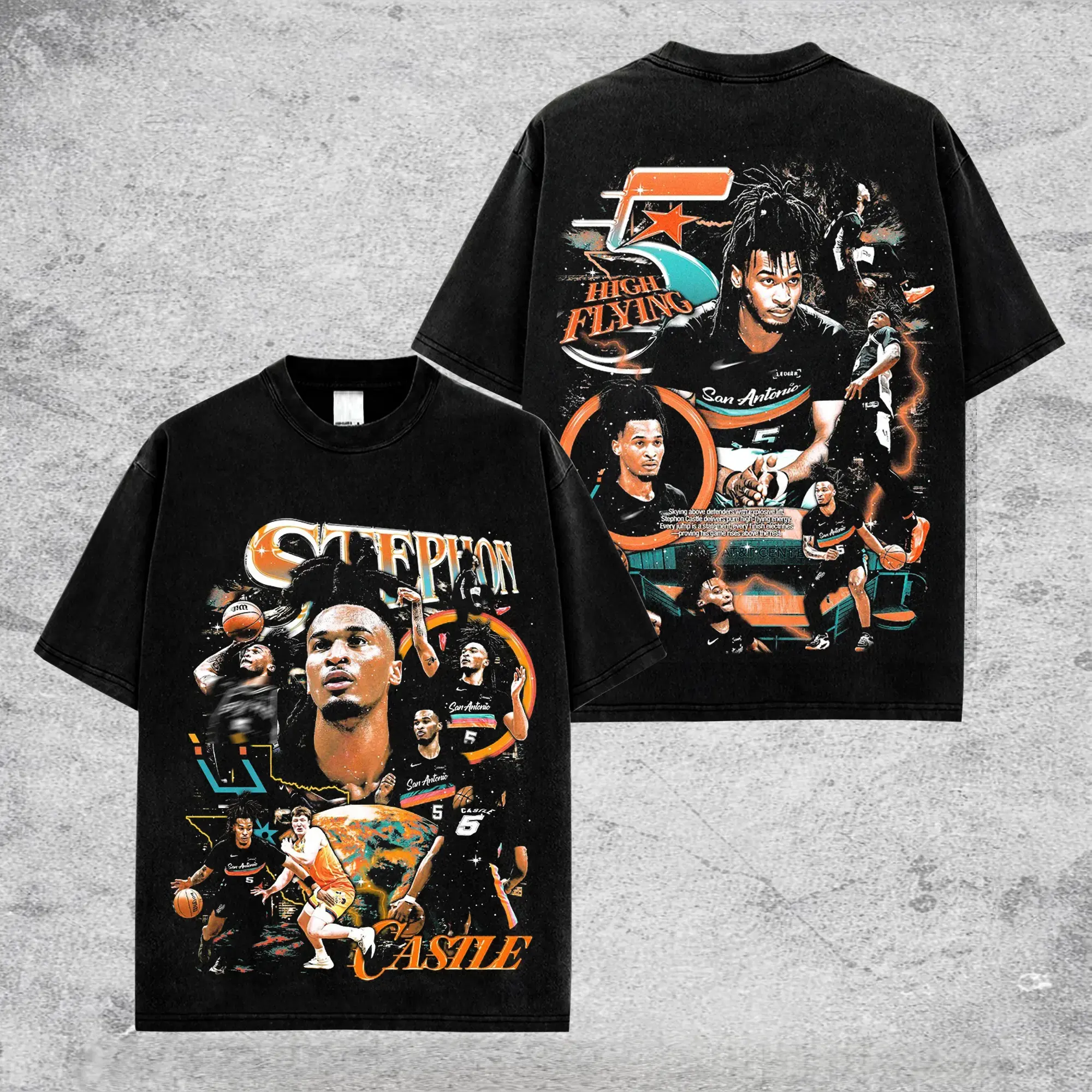 100% Cotton Vintage Stephon Castle SC 5 Basketball Tshirt, Men's Casual Short-Sleeve Basic Top, Oversized Unisex Spur Nation Fan Tee Gift, Shortsleeve, Comfortable, Everyday, Round Neck, Fit