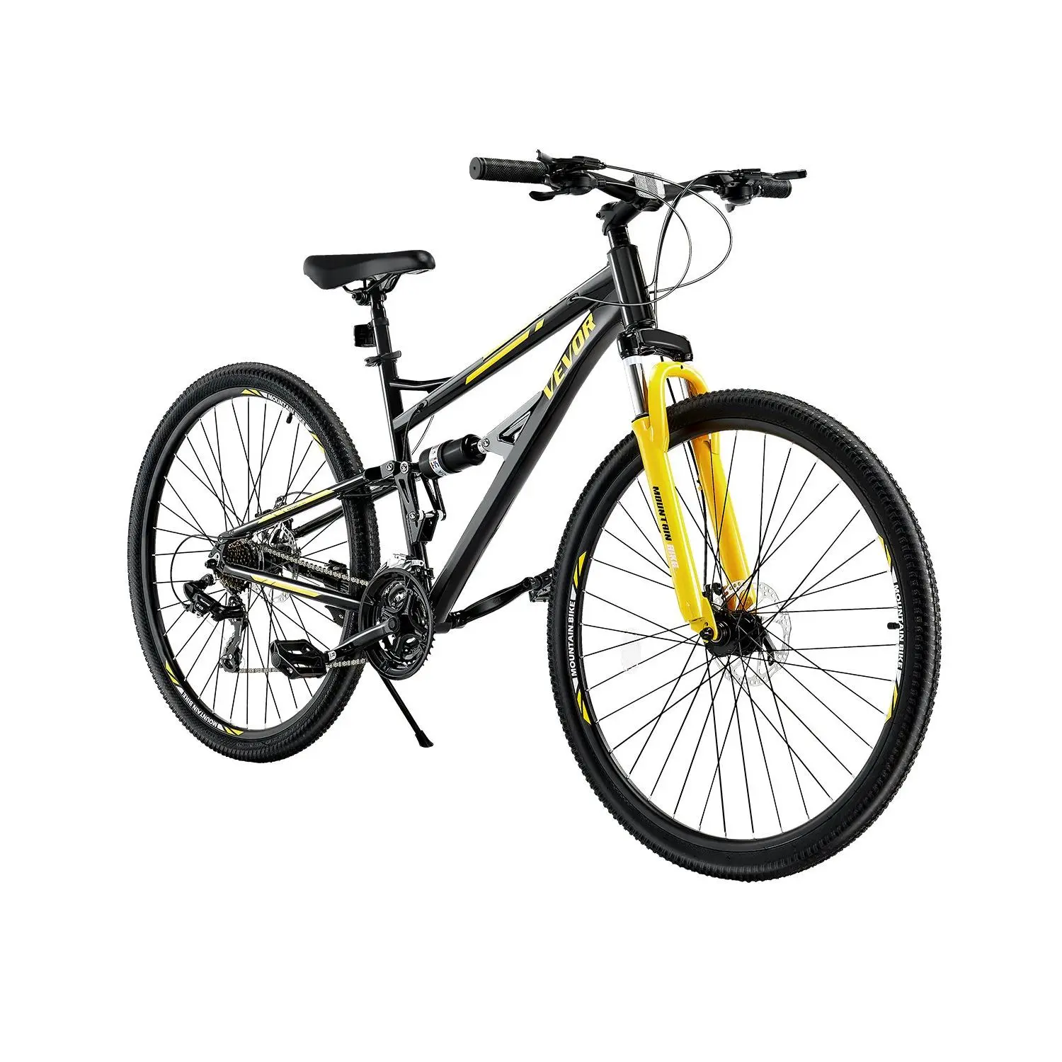VEVORMountainBike, 29 inch MTBBicyclewithFullDualSuspension, 24 SpeedsTwistShifting, ComfortSaddle, DualDiscBrakes, AluminumAlloy Frame, AdultSportCyclingBicycleforMenWomenTrailSnow, Bikes, Mountain Bikes, Full Suspension