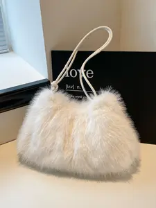 Ladies' Retro Plush Casual Crossbody Bag, Casual Shoulder Bag, Autumn & Winter Fashion Trend, Versatile Daily Commuting Accessory, Ideal for Shopping & Gift Giving