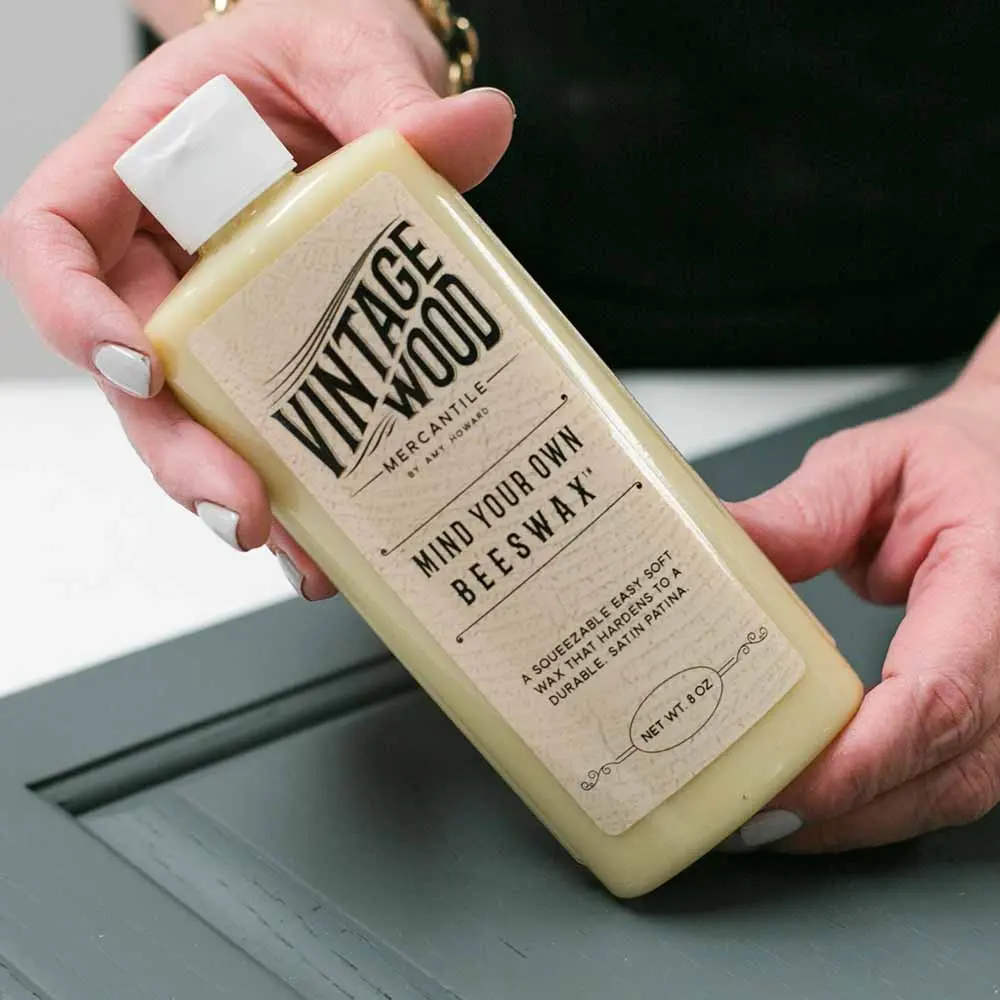 Amy Howard at Home Mind Your Own Beeswax for Vintage and Antique Furniture Restoration | Provides Honey-Hued Distressed Protective Finish and Seal | Fast 20-Minute Drying Time | 8oz Soft Wax Bottle