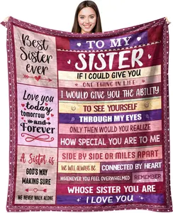 Sister Blanket Gift for Sister for Mothers Day from Brother Big Sister Gifts - to My Sister Blanket for Sofa Bed- Unique Birthday Gift Thank You for Sister