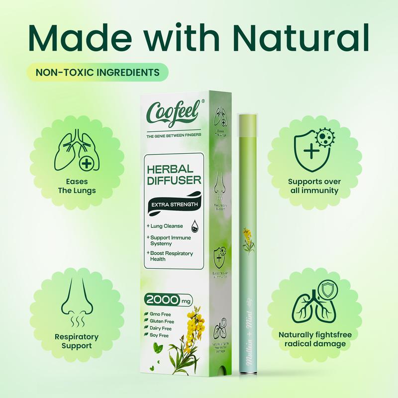Coofeel Herbal Diffuser 2000mg Extra Strength Supports Natural Health Clears Lungs Detoxifies Enhances Immune System Instant Refreshing with Verbasco Mint & Thyme Coofeel Herbal Diffuser 2000mg Extra Strength Supports Natural Health Clears Lungs Detoxifies Enhances Immune System Instant Refreshing with Verbasco Mint & Thyme