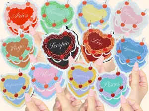 Zodiac Sticker Cake Sticker Heart Sticker Aries Leo Gemini Virgo Pisces Scorpio Aquarius Libra Capricorn Taurus Astrology Gift Heart Cake