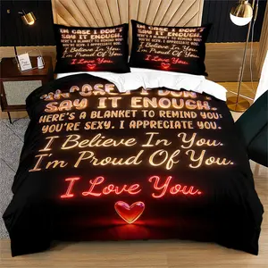 Copywriting printed pattern soft and durable bedding duvet cover set, including 1 duvet cover and 1 or 2 pillowcases, without duvet core and pillow core, suitable for adult gifts, modern style fashionable bedroom bed decoration Bed Sets