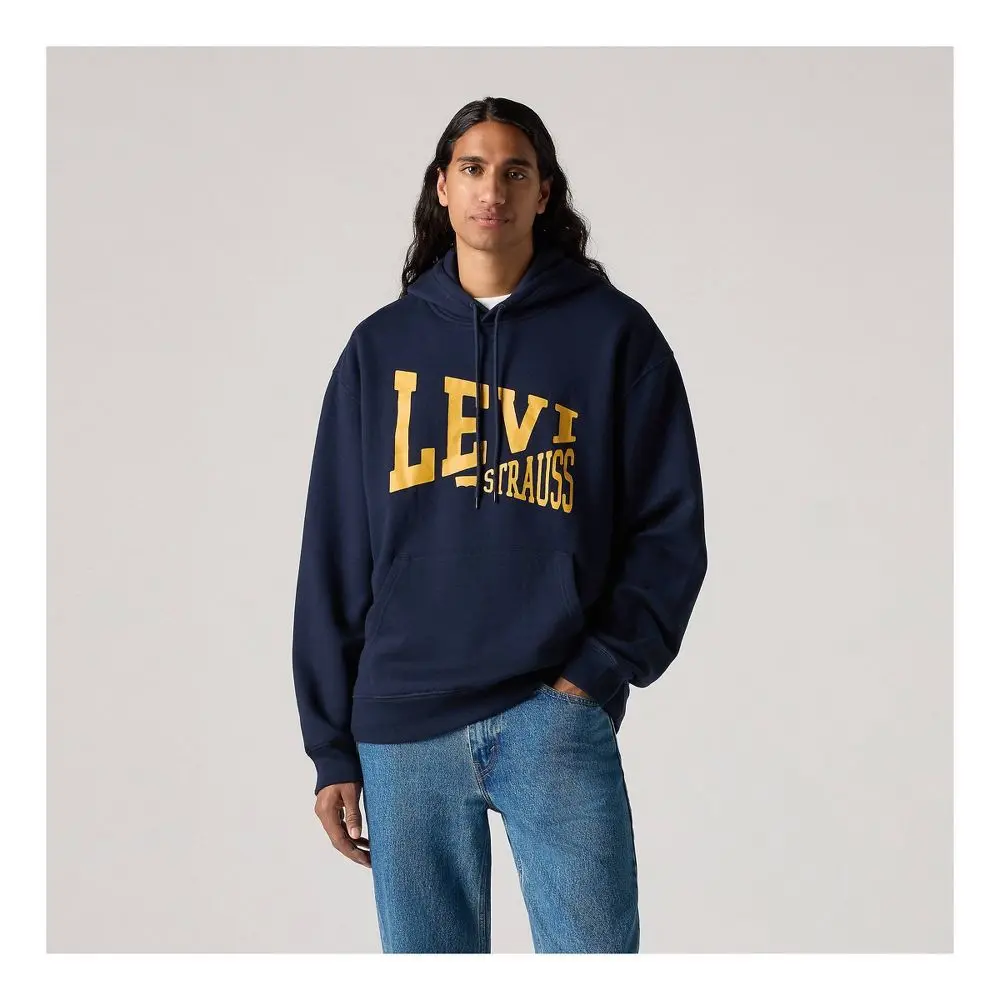 Levi's Men's Logo Hooded Relaxed Fit Sweatshirt, Polyester, Kangaroo
