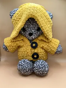 Hand Crocheted Teddy Bear in Raincoat