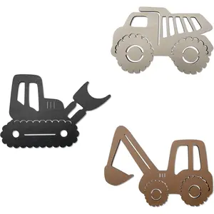 X-WPA24 Construction Trio Nursery Wall Decor Wooden Construction Vehicles Decor Kids Room Wall Decor Kids Room Decor Nursery Playroom Wall Decor for Boys Decorative Gift