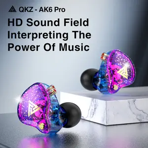 QKZ AK6 PRO in-ear dynamic sports headphones wire-controlled with mic subwoofer HiFi sound quality fever wired headphones