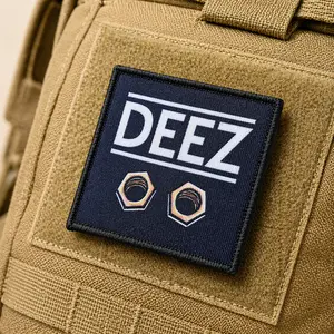 Funny DEEZ Patch Hook Loop Fastener Navy Blue Decorative Patch