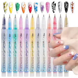 12 Color 3D Nail Art Pens Set, Nail Polish Pens, Graffiti Dotting Pen, Drawing Painting Liner Brush, DIY Nail Art Tools, Valentine's Day Gift