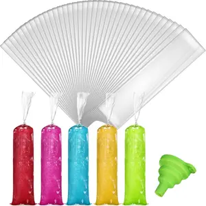 400 count Ice Lolly Bags Plastic Ice Cream Mold Bags Disposable Freeze Juice DIY Lolly Pouch with  Funnel for Making Yogurt Candy, 2.8 x 13 Inch