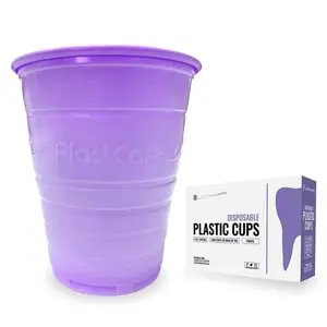 2000 Purple Plastic Disposable Ribbed Drinking Dental Cups, 5 Oz by PlastCare USA *Bulk Special*