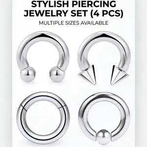 6g 8g 10g 12g Large Septum Ring Pa 316l Steel Nose Rings Gauges Earrings Hoops Cbr Body Inner 12mm 14mm 16mm