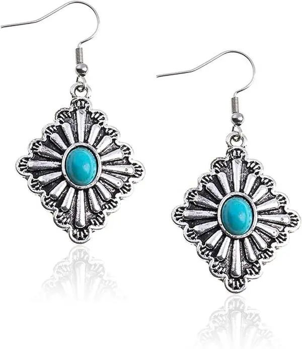 Rustic Couture's Western Earrings for Women Cowgirl Country Concho Dangling Western Statement Jewelry, Boho Fashion, Chunky Cowgirl Earrings