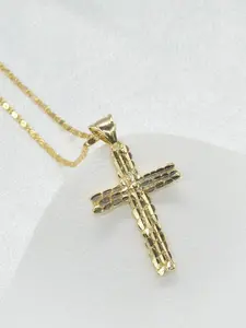 1pc Fashion Floral Cross Religious Pendant Necklace, Vintage Elegant Casual Style, Unisex Daily Wear Jewelry Gift, Cross Link Chain