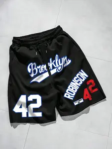 Unisex "Brooklyn Robinson 42" Retro Mesh ShortsViral Y2K Streetwear Aesthetic Premium Breathable Mesh Fabric Bold Retro "Brooklyn Robinson 42" Print Adjustable Drawstring Loose Fit Sports & Casual OOTD