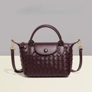 6252 Hand-woven Shoulder Dumpling Bag 2025 New PU Leather Fashion Commuter Messenger Bag
