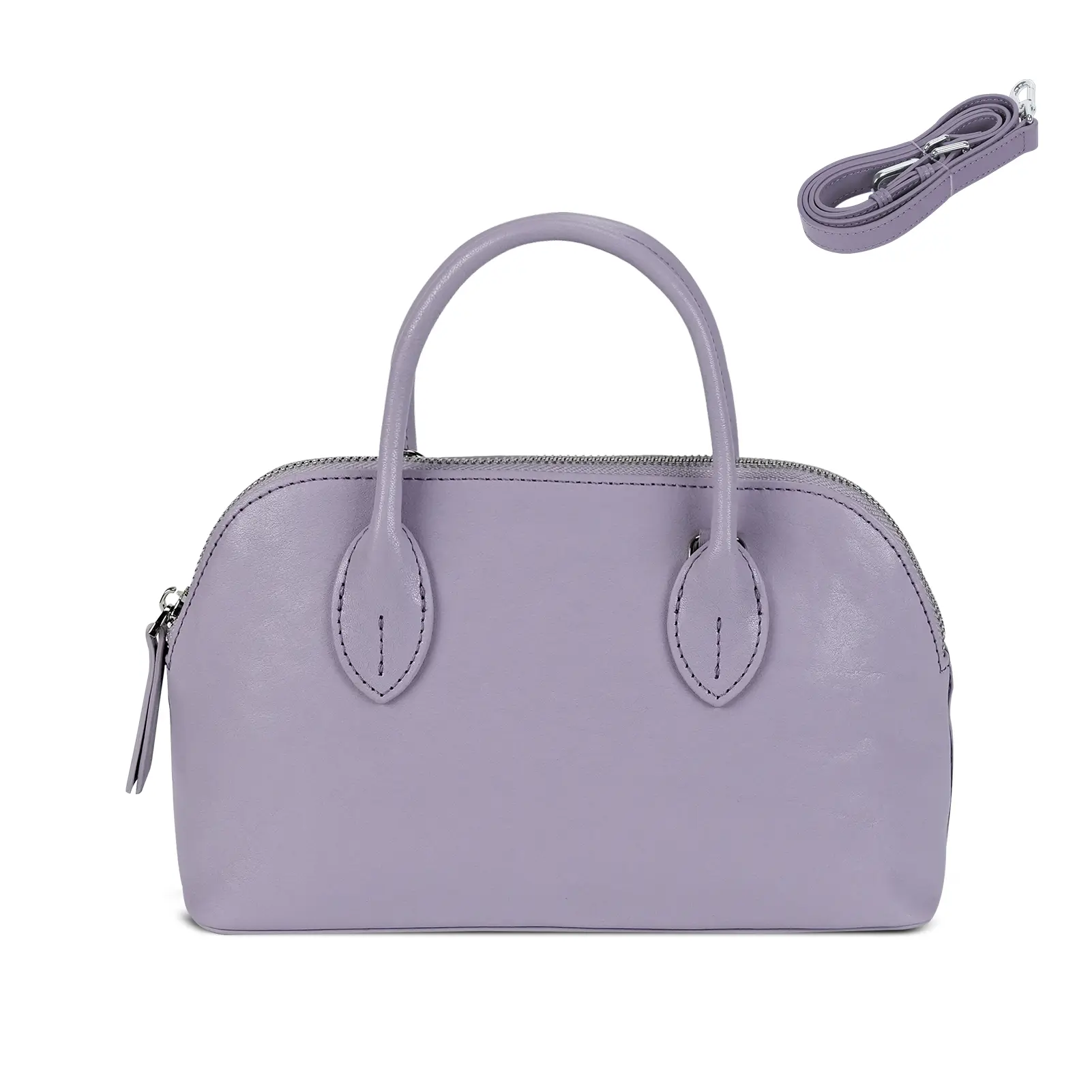 LOEL Women's Genuine Leather Shell Handbag, Fashion Crossbody Bag with Detachable Strap