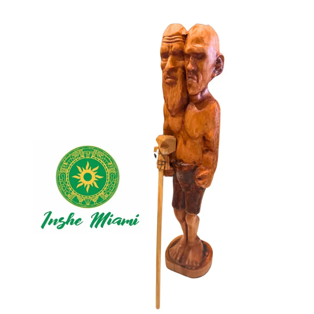 Agborán Ashikuelu 14” – Muñeco de Madera de Eleguá | Figura Tradicional Yoruba (Hecho a Mano)