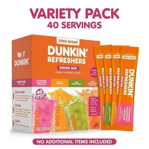 HOT 2026! Dunkin' Refreshers 40ct Variety Pack Sugar Free Singles To Go