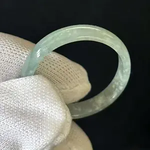 Natural Translucent Green Jade Jadeite Ring Band, 3.2-4 mm Width