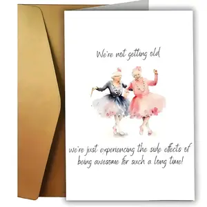 1/3/7pcs  Funny Birthday Card for Best Friend, Humorous Getting Older Greeting Card for Women, Senior Friends, BFF, Sister, Funny Aging Humor Card for 60th 70th 80th Birthday, Retirement, Friendship Celebration, Cute Watercolor Dancing Ladies Card