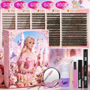 1400 Pcs DIY Lash Extension Kit, 5 Styles (30D-100D) Wispy Fluffy to Mega Volume, Cartoon Fairy Princess Luxury Gift Set with Glue, Tweezers, Remover & 8 Accessories, Reusable Individual Lashes for Home Self-Application, Perfect Valentine’s Day Gift