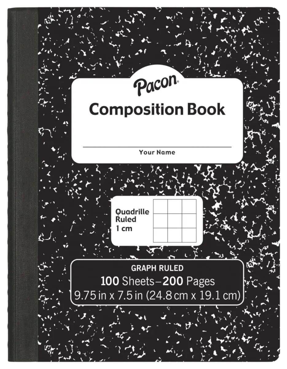 Pacon 2023383 9.75 x 7.5 in. 1 cm Composition Book with Grid Ruled & 100 Sheets