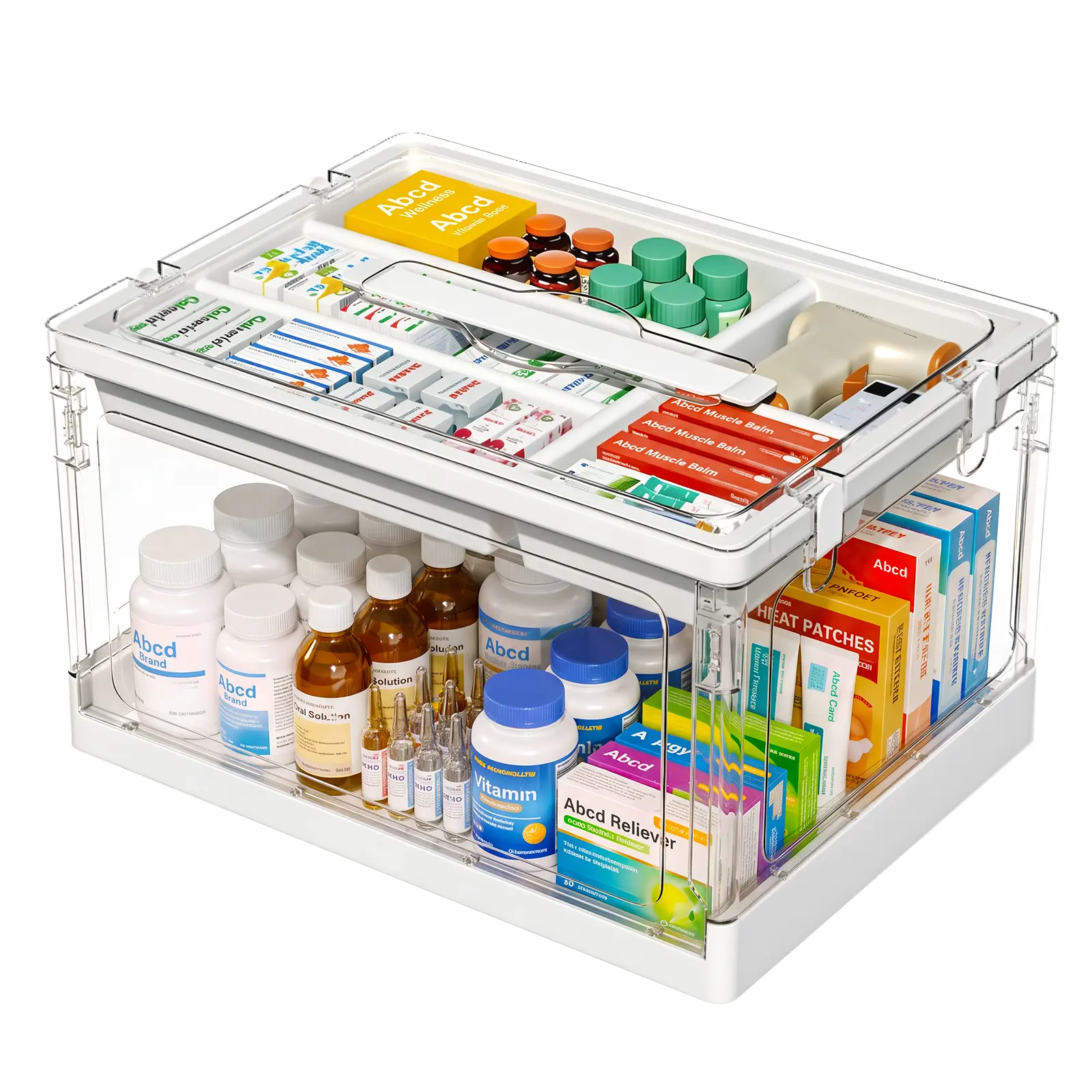 7CODE 2-Packs 25QT Clear Craft Storage Bin with Removable Trays&Adjustable Dividers, Containers for Art Supply Coloring Books Sensory Toys Medicine Playdough Squishy Hair Bows Homeschool Sewing Nail Polish, Dust Proof, Preschool & Backtoschool ToolBox
