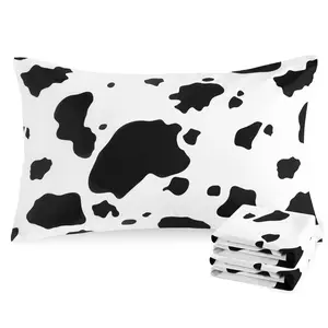 【Fall Deal 】NTBAY 2 Pcs Printed Pillowcases, Super Soft and Cozy Envelope Closure Pillowcases, 1800 Thread Brushed Microfiber Black and White Pillow Cases, Gift