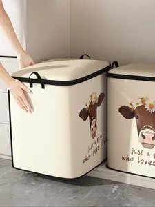 Cute Cow Print Thick Quilt Storage Bag, Durable Material, Easy Carry Handle, Perfect for Home Use, Store Blankets and Toys
