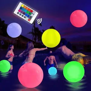 Light Up Beach Ball - 16" LED Floating Pool Ball with 4 Modes Remote Control for Outdoor Pool Party Games 4-6-8Pcs Waterproof PVC Material  Flash Modes