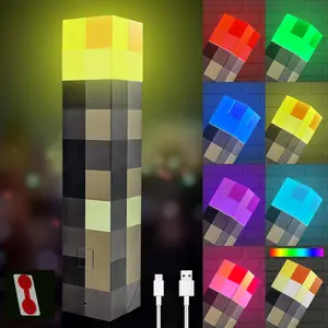 Pixel Torch LED Light, Rechargeable USB Handheld Lamp with 7 Color Modes, Decorative Night Light for Bedroom, Gaming Room, Kids Room, Patio & Party Decor