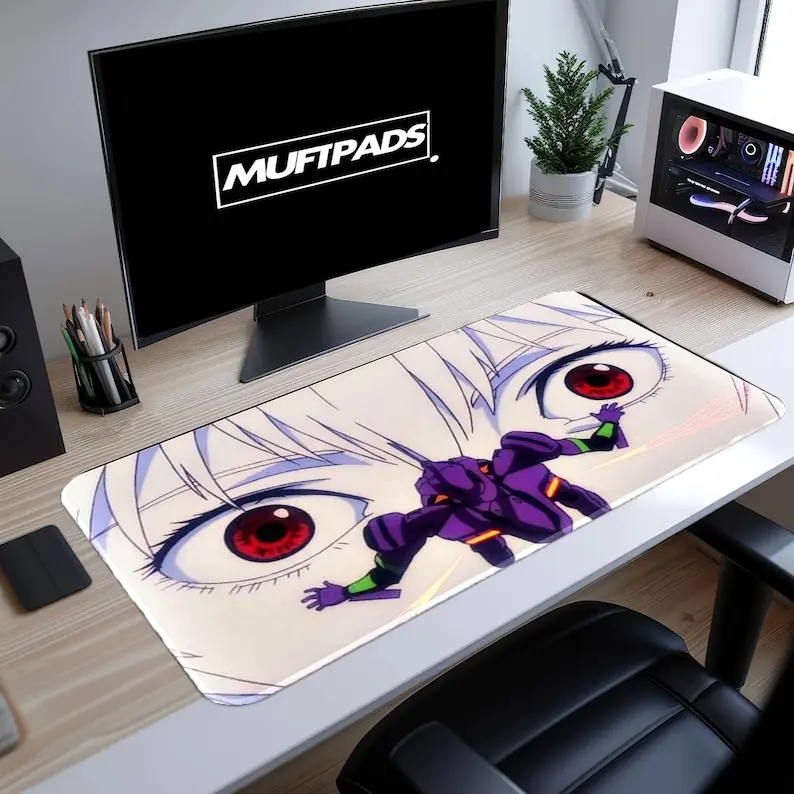 Evangelion Mecha Mouse Pad  Eva Units & Pilots Battle Scene, Anime Desk Mat, Ayanami Rei Gaming Gift, Otaku Decor