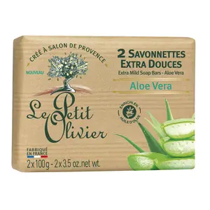 Extra Mild Soap Bars - Aloe Vera by Le Petit Olivier for Men - 2 x 3.5 oz Soap