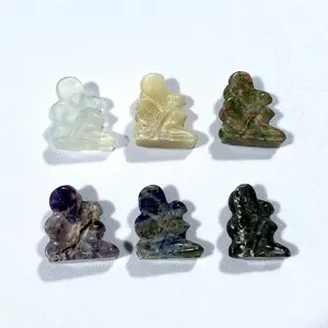 Different Material Flower Fairy High Quality Natural Crystal Carvings Set 6 Counts Home Office Decoration From IG Crystal