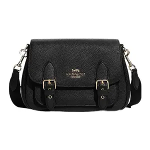COACH Lucy 22 Zip-Flap Crossbody Bag with Detachable Strap, Pebbled Leather, Small Size, Women's Black