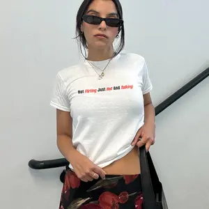 Not Flirting Just Hot And Talking Baby Tee Y2k Coquette Crop Top Funny Custom Graphic Shirt Trendy Iconic Tee Gift For Her