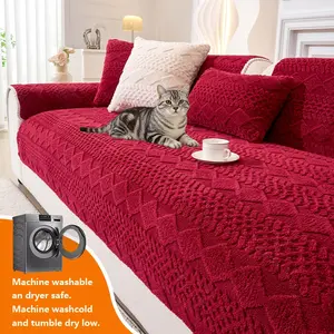 Plush Sofa Slipcover Protector, Pet-Friendly Non-Slip Decorative Couch Cover, furniture covers, Polyester Material, Fits 1234 Chairs