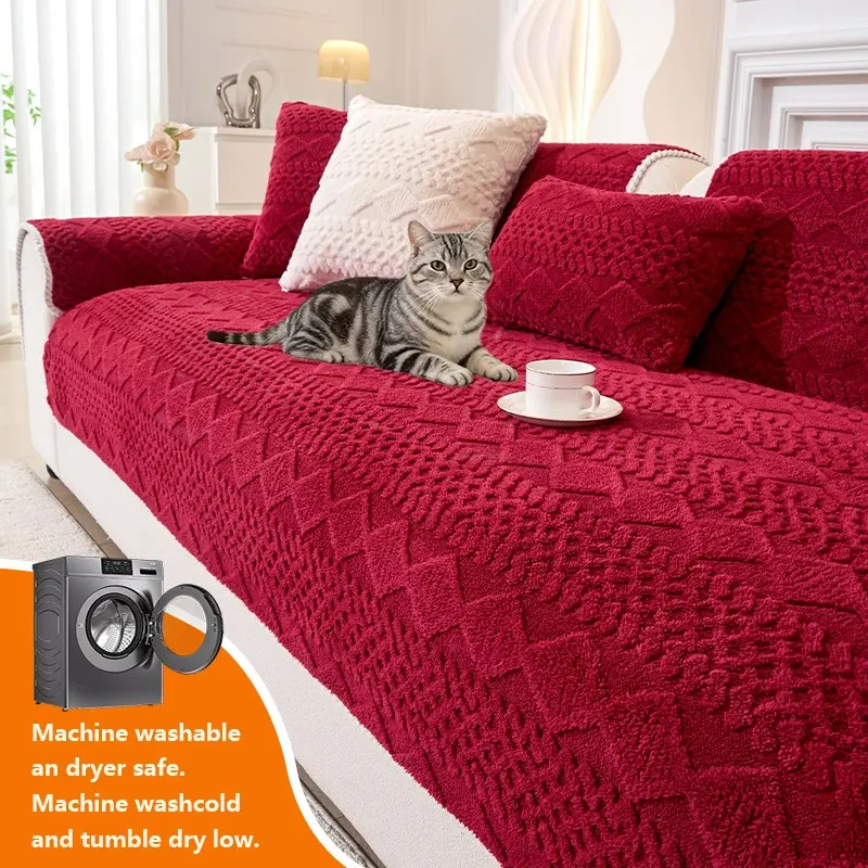 Plush Sofa Slipcover Protector, Pet-Friendly Non-Slip Decorative Couch Cover, Washable Sofa Slipcover, furniture covers, Cover for Couch, Polyester Material, Fits 1234 Chairs