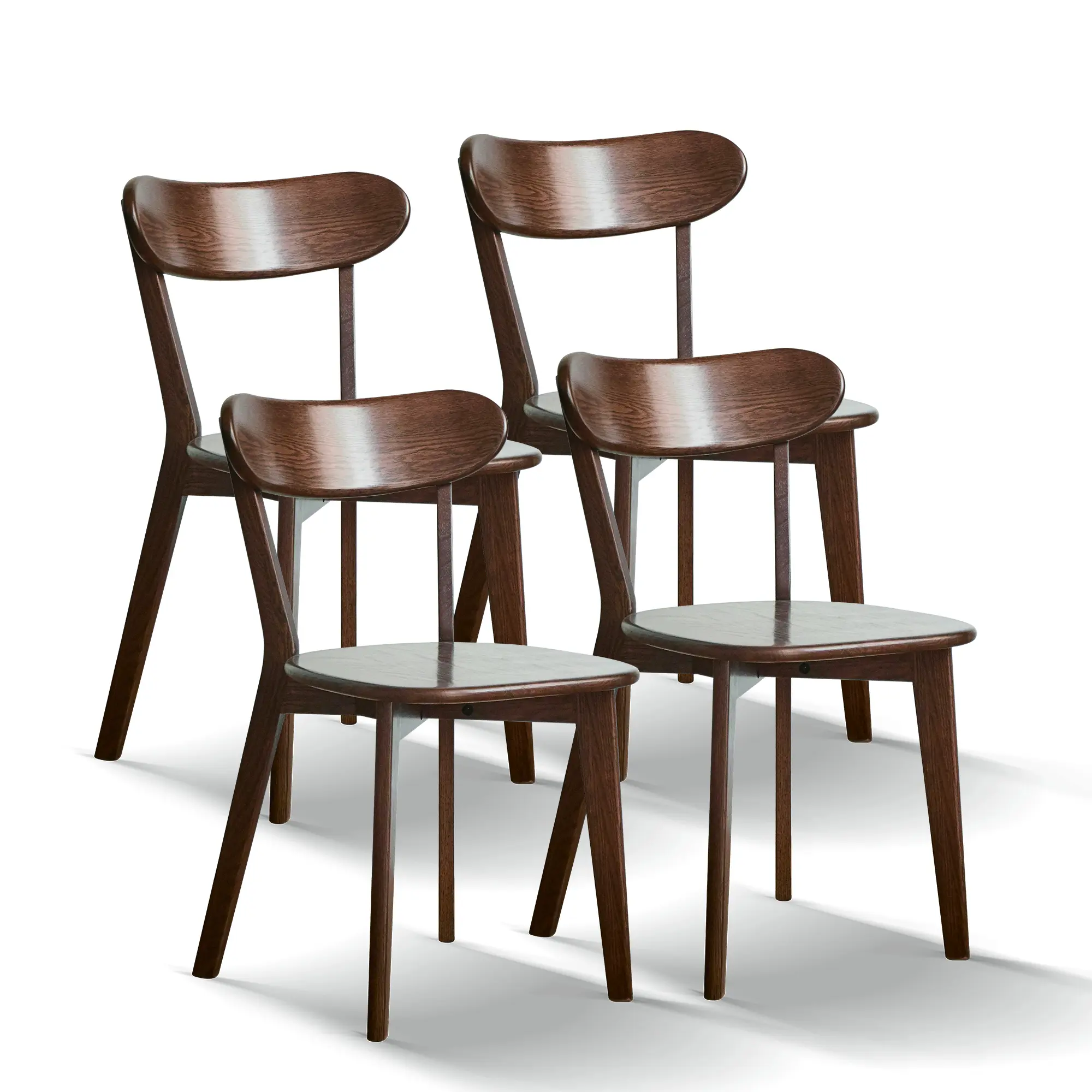 Spaco Set of 4 FAS Grade Solid Oak Hardwood Dining Chairs - 100% Natural Wood, Modern Handcrafted North American Construction, Minimalist Stylish Comfortable Lounge Multi-Item Indoor Chairs (46.5×54×80cm), Comfortable Dining Chairs