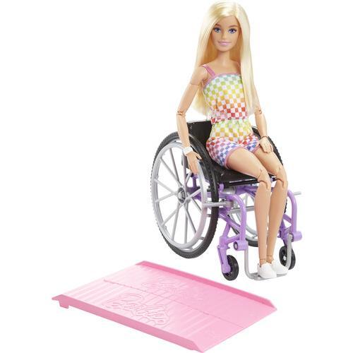 Barbie Fashionista Doll with Wheelchair & Ramp, Blond Hair, Rainbow Dress  [Collectible Figurine/Statue/Bust]