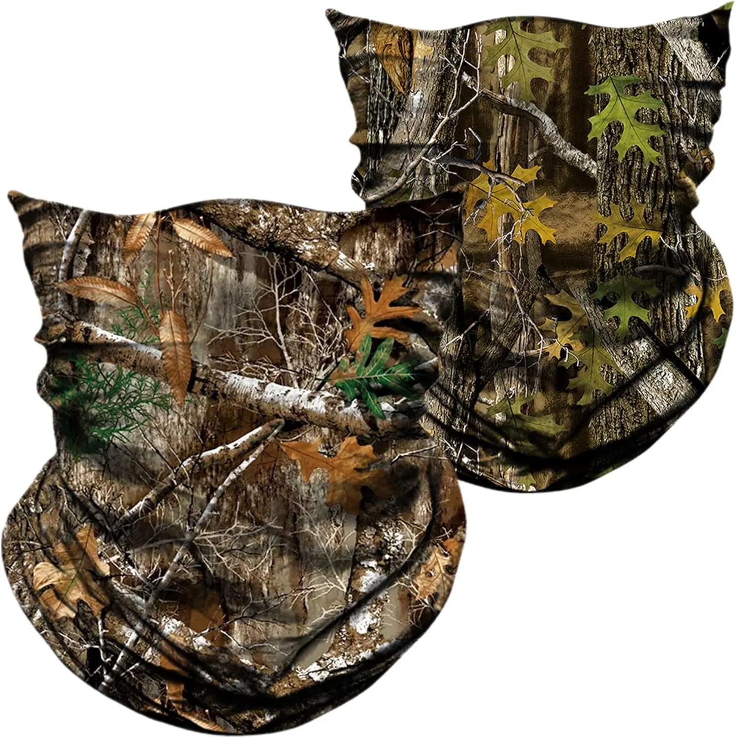 2 Pack - Camouflage Print Seamless Neck Gaiter Bandana Face Mask for Outdoor Activities