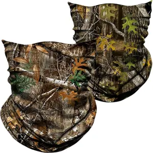 2 Pack - Camouflage Print Seamless Neck Gaiter Bandana Face Mask for Outdoor Activities