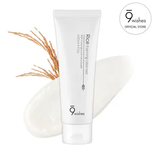 9 Wishes Rice Foaming Cleanser (4 Fl. Oz.) Gentle Facial Cleanser for Blackhead Removal, Radiant Skin