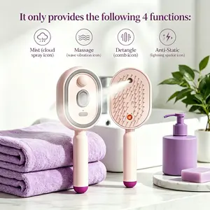 Electric Spray air Cushion Massage Comb - Misting Aqua Detangler Comb with Self-Cleaning for Frizz Control & Scalp SPA, Rechargeable Cordless Mist Brush, for Dry Tangled Hair Everyday Hair Care Perfect Gift