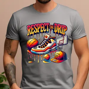 Basketball Sports Respect The Drip Direct-To-Film (DTF) Ready-To-Press Print for T-Shirts, Print on film for T-Shirt pressing