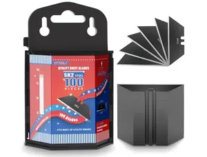 DIYSELF 100 PCS Utility Knife Blades Refills, Premium Tempered SK-2 Steel Box Cutter Blades, Blackened Utility Blades for Box Cutter, Sharpened& Hardened Cuchillas for Cutting, Crafting, DIY Projects