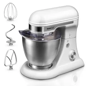 tilt-head food Geek Chef Electric stand mixer ,kitchen mixer food mixer machine 4.8QT 12 Speeds Tilt-head Food Mixer with Dough Hook, Rotary Knob for Home Kitchen Use, Whisk, Beater, Bowl, white electric